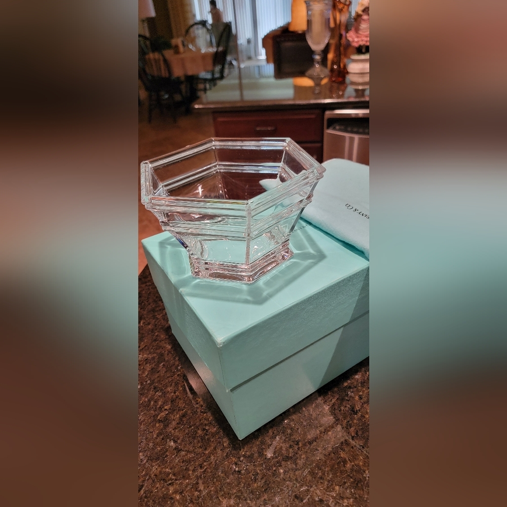Tiffany & Co. Crystal Windham Hexagon  Bowl & Box